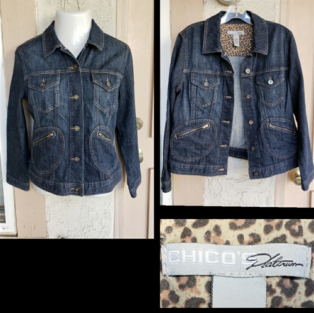 1 Small 8 10 women CHICO'S denim blue jean jacket